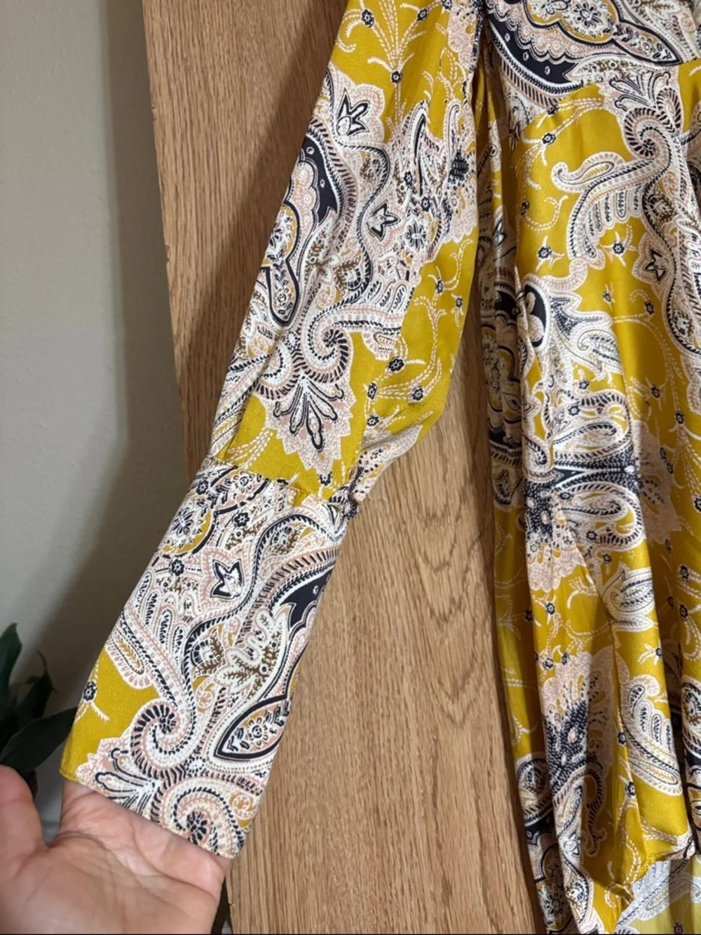 Free People Mustard Paisley V-Neck Tunic